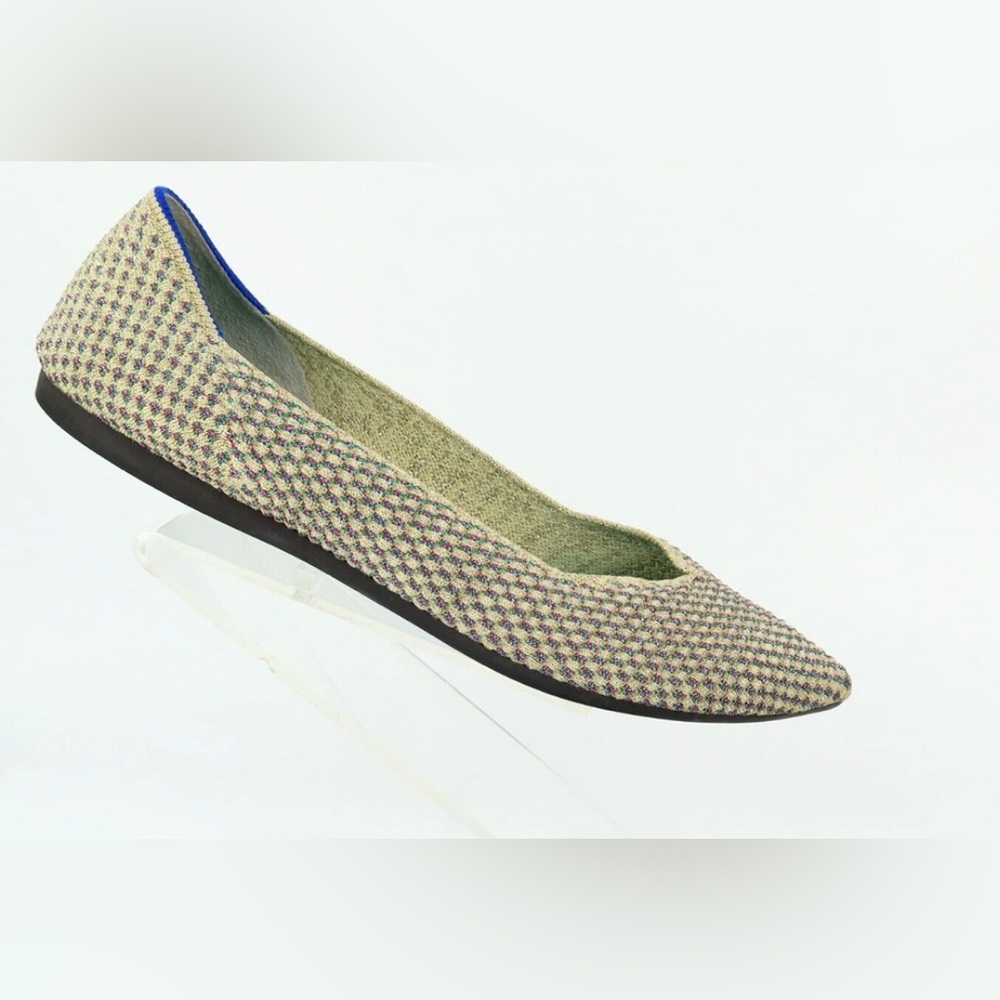 Rothy's Tan And Blue Checkered Flats